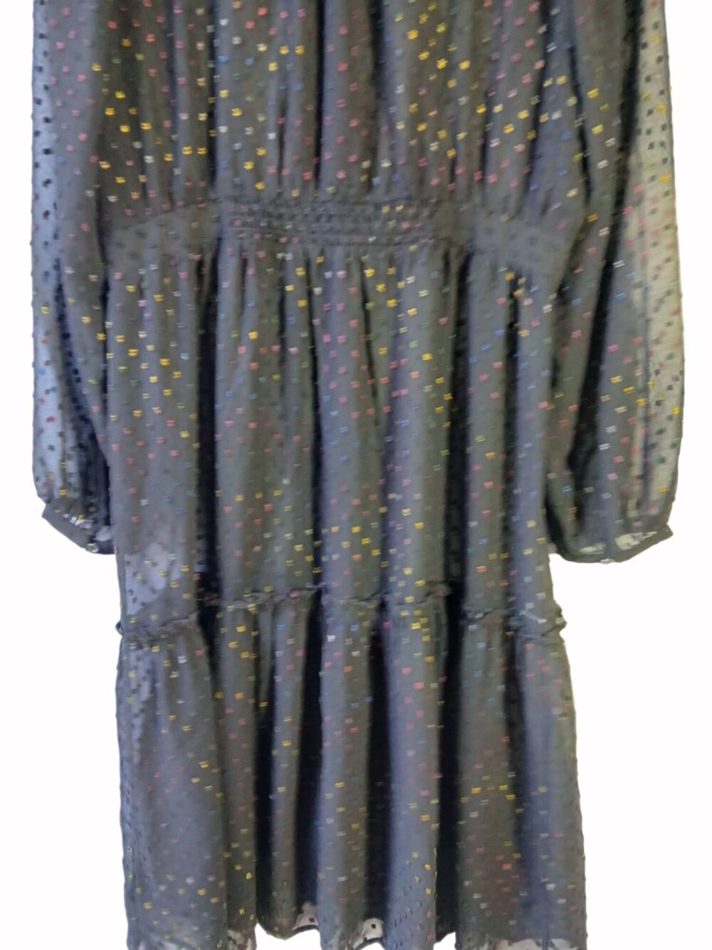 Anthropologie Sheer Audrey Tiered Midi Dress Size 14 Whimsy Goth Clip Dot New - Picture 9 of 16